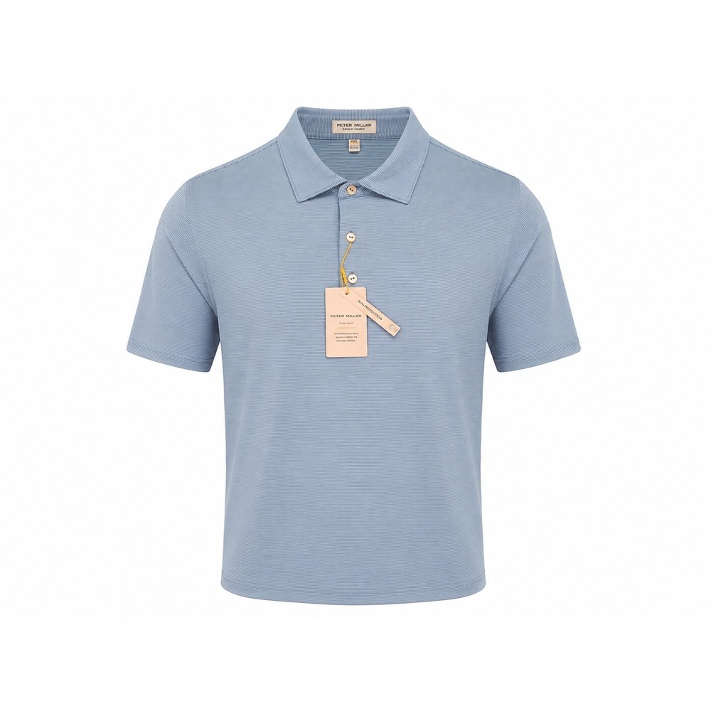 Peter Millar Summer Comfort Polo Shirt Men's XXL Blue Micro Stripe UPF 50+ NWT